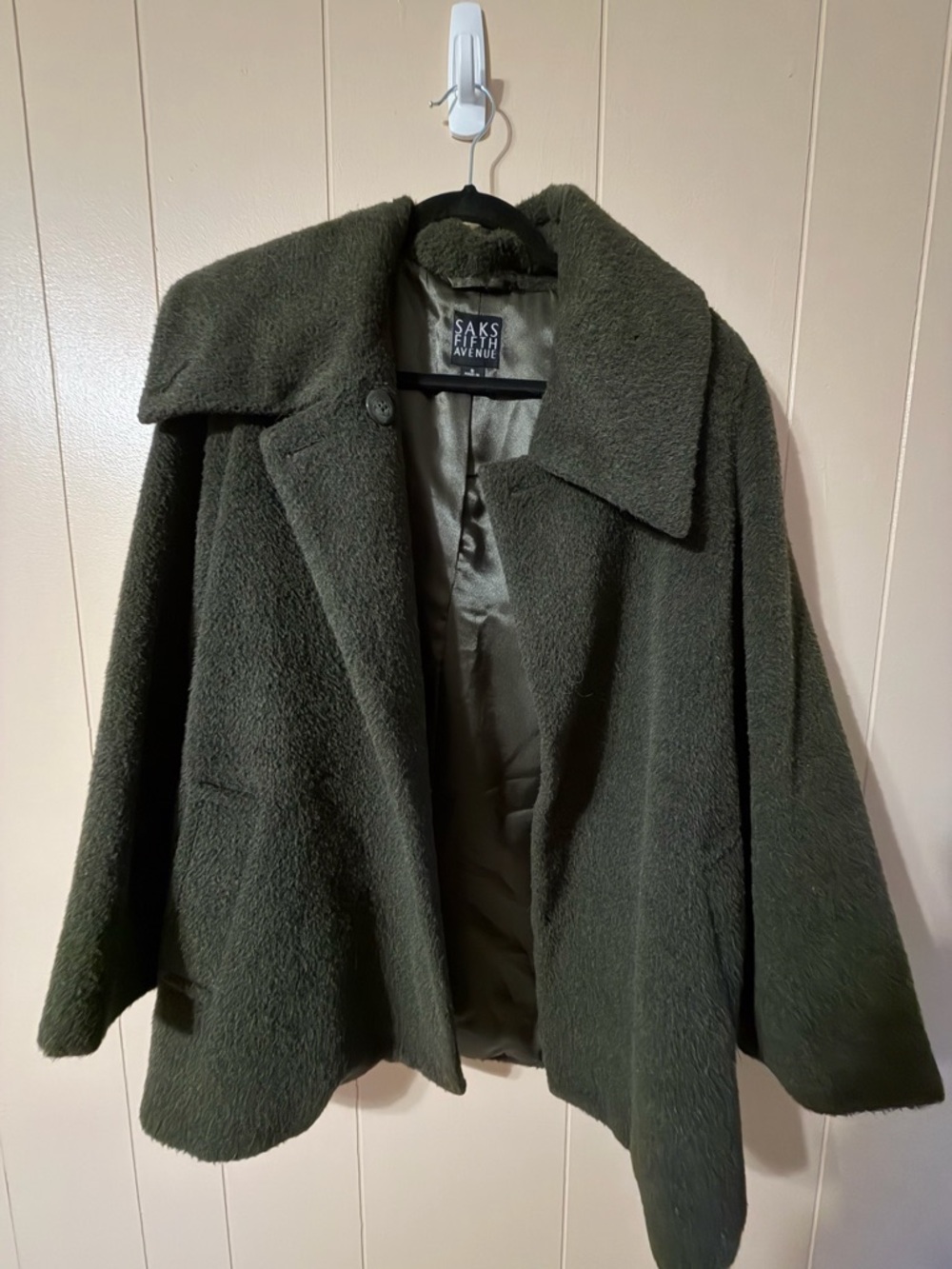 Saks Fifth Avenue Olive Green Teddy Coat